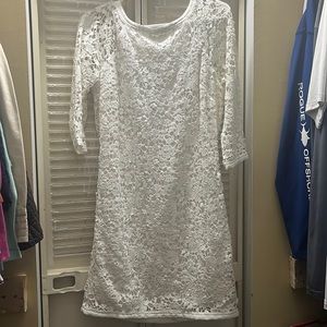 Lace zip up back mini dress